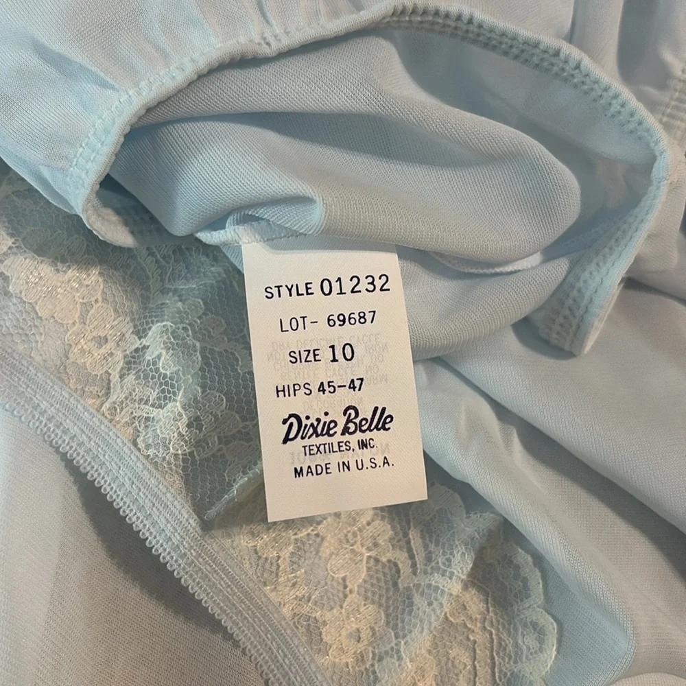 Dixie Belle Women’s Nylon Briefs Panties Powder Light Blue Size 10 VINTAGE